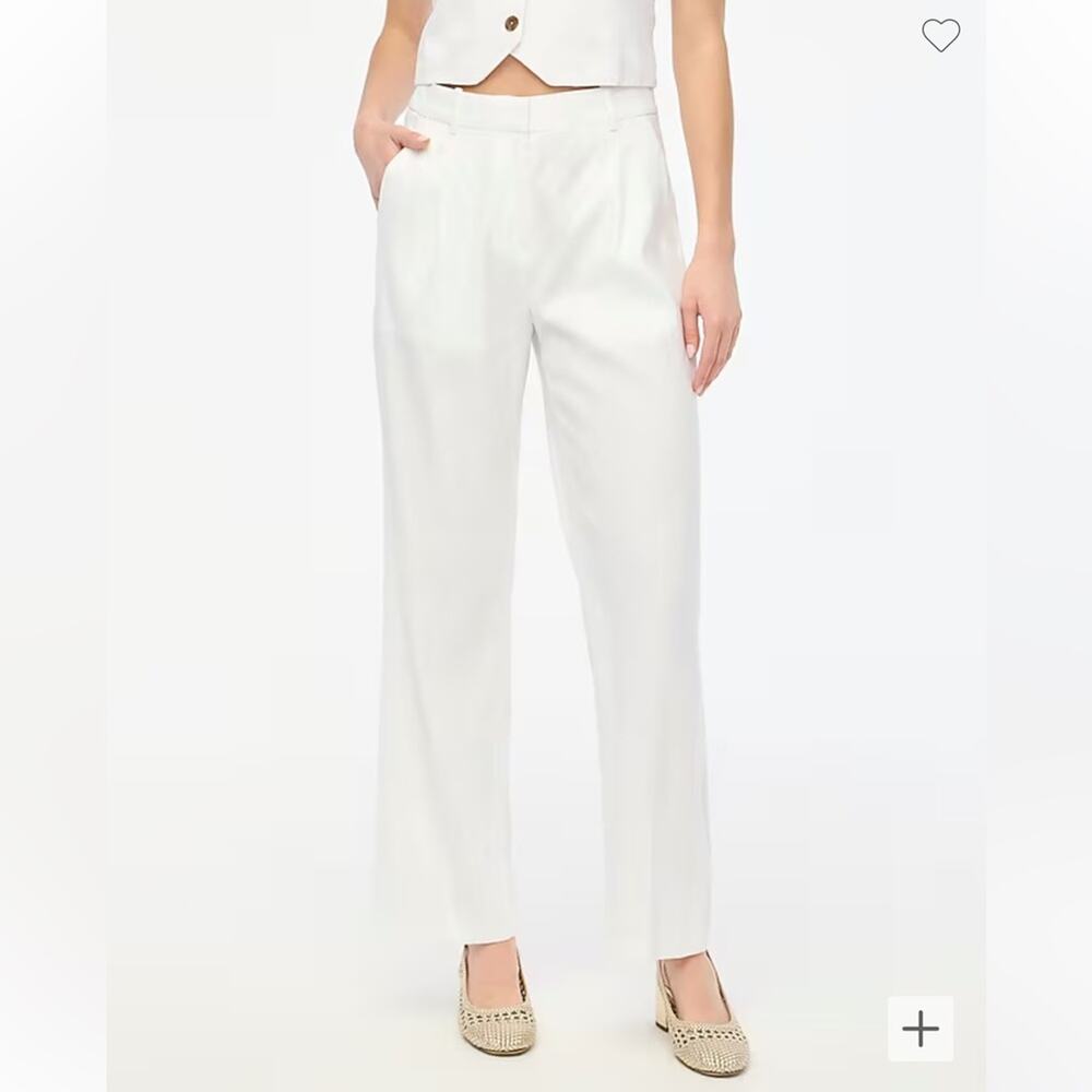 NWT J. Crew Tall linen-blend wide-leg pant Minimalist Summer White Sz 0 BZ323